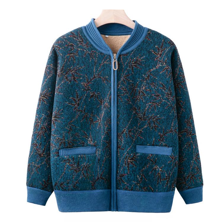 Mom's New Sweater Coat for Autumn and Winter, Knitted Cardigan Coat for Middle-aged and Elderly People, Grandma's Thick and Velvet Warm Clothes.