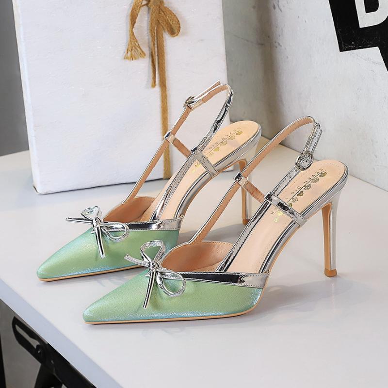 Bow Slim Heels High-End Women's Temperament High-End Without Being Tired From Behind The Feet And Tripping Women's Singles Shoes