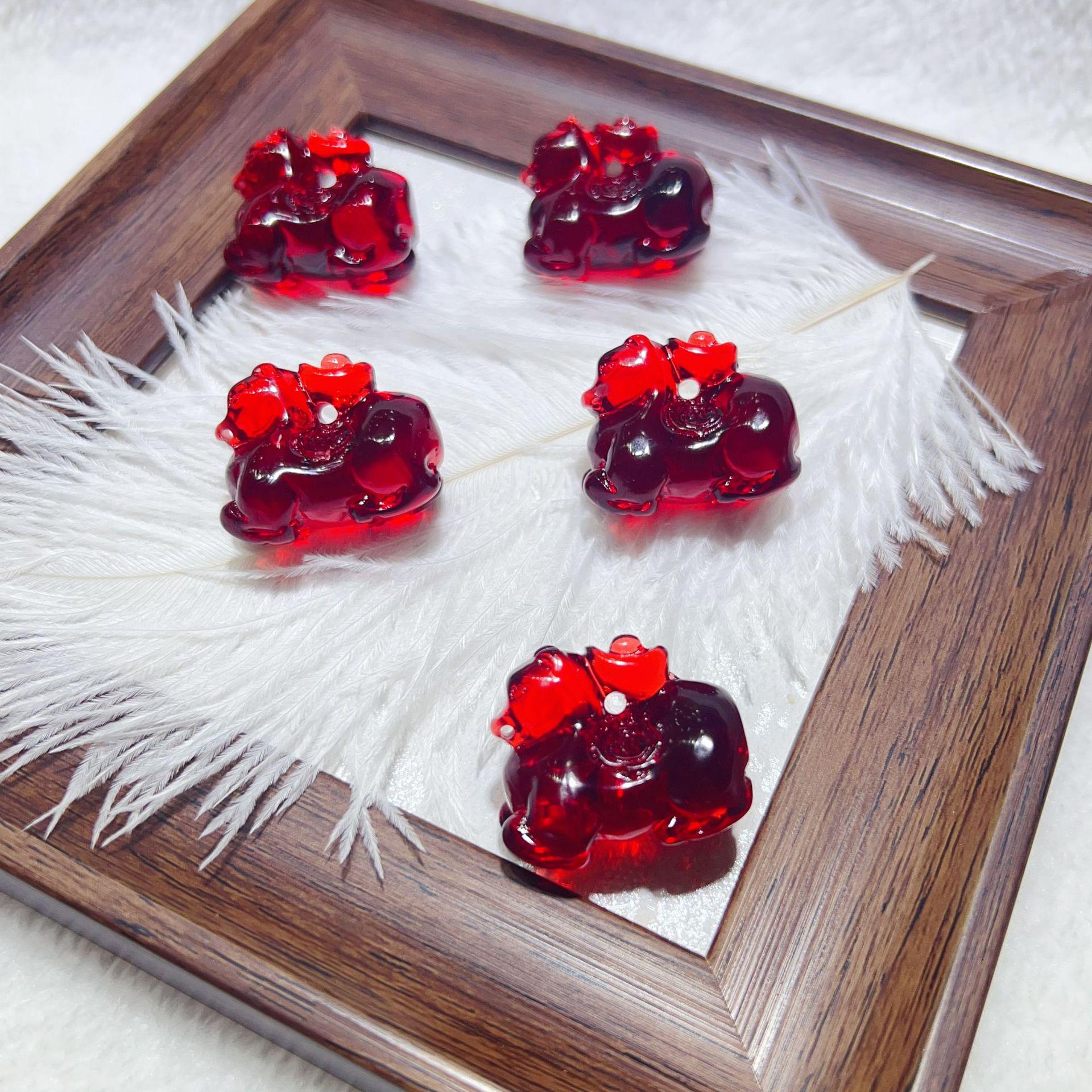 Second Gen Beeswax Bear Pendant Resin Jewelry Accessories - Yellow, Red, Caramel Bracelet Beading Materials.