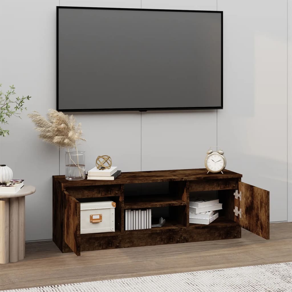 TV Cabinet with Door Smoked Oak Finish 102 x 30 x 36 cm