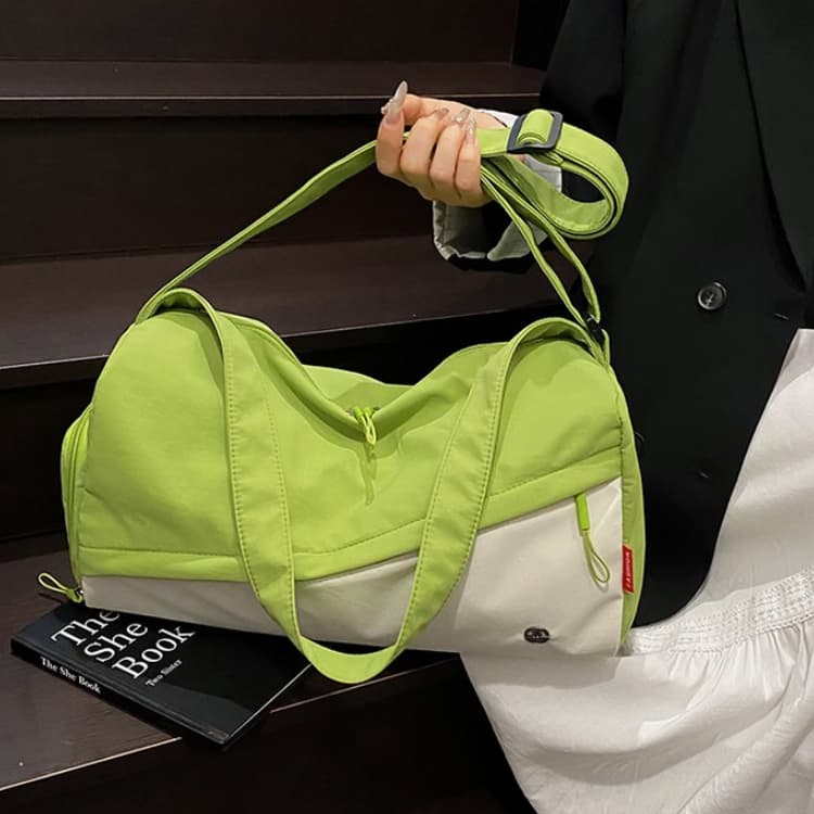 Color-blocked wet and dry separation gym bag travel bag