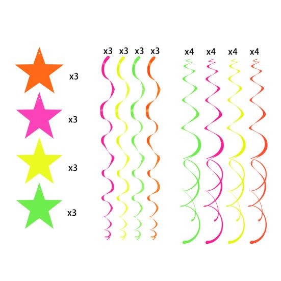 40 Pcs Glow Paper Star Hanging Swirl Decoration Glow In
