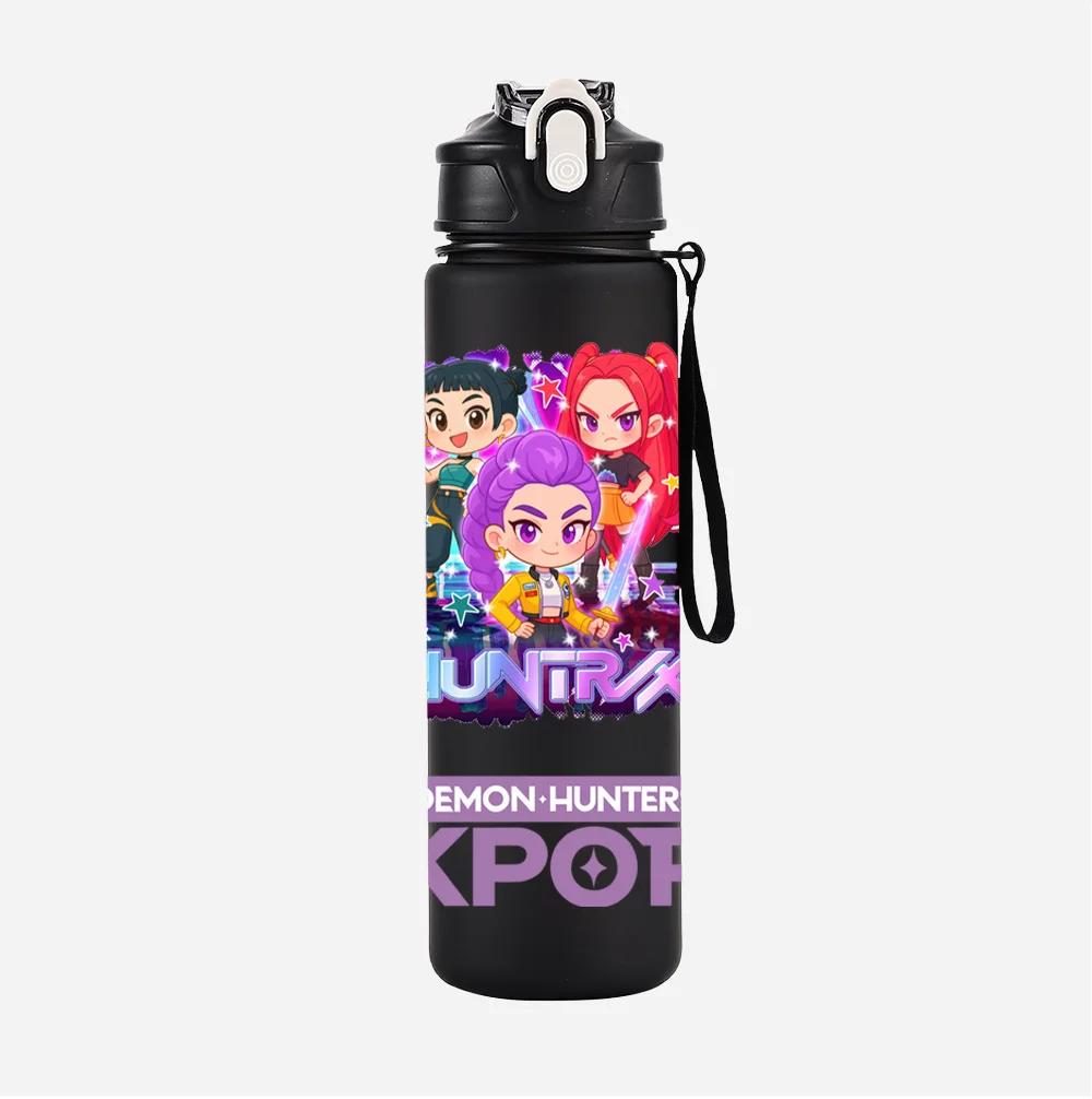 Anime K-Pop Demon Hunters Character Water Cup Large Capacity Outdoor Portable Rope Drinking Bottle Gift for Boys and Girls
