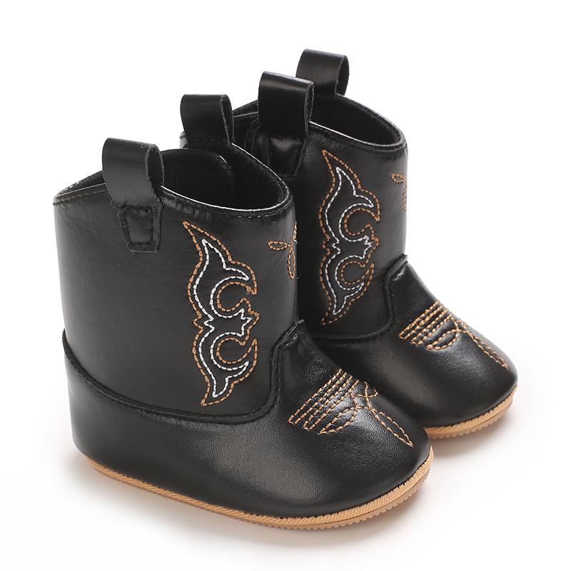 Fashionable and popular Rubber baby shoes Western denim midsole boots autumn and winter warm and anti slip casual walking shoes