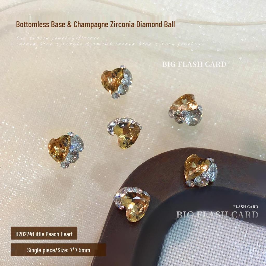 Champagne Bottomless Tray Zircon Nail Art Accessories - Super Flash Heart Dove Egg Stacked Drill Ball.