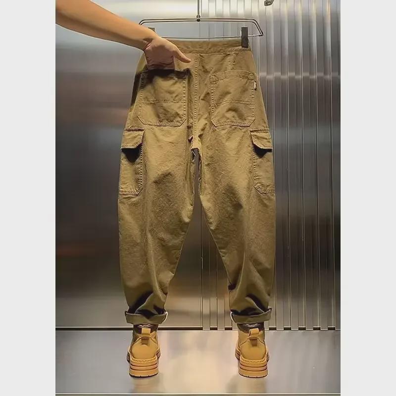 Vintage-Style Loose Japanese Straight-Leg Pants for Men - Spring/Fall Large Size Trending Casual Overalls