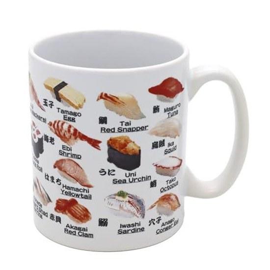 Japan-made mug sushi kanji toppings yunomi design ceramic coffee cup Japanese souvenir tradition tourism memorabilia interesting goods gift