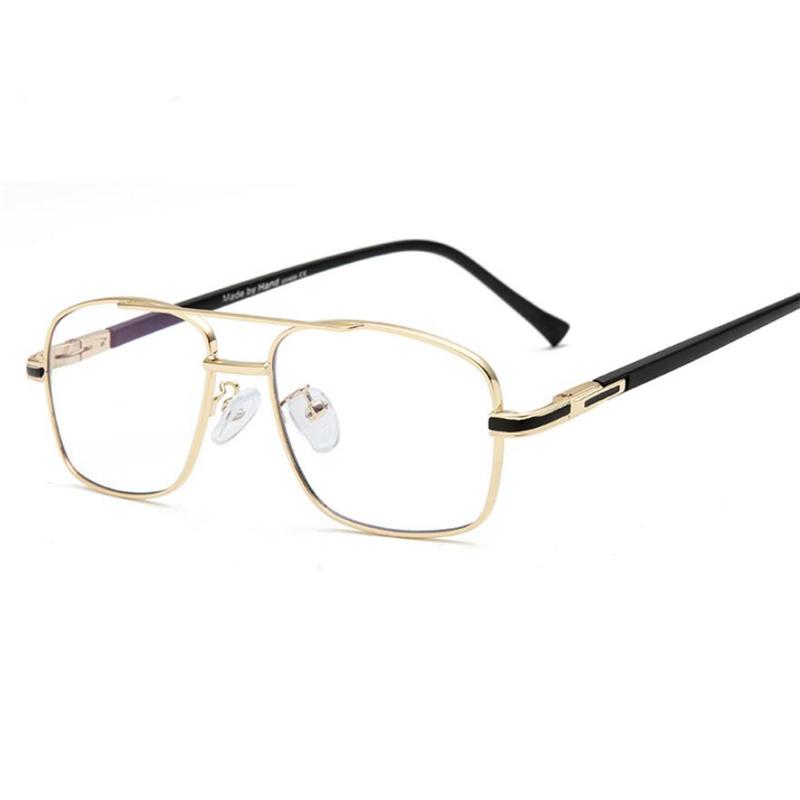 Double Beam Anti-Blue Light Square Nearsighted Glasses Women Men Metal Spring Hinge Prescription Spectacles 0 -0.5 -0.75 To -6.0