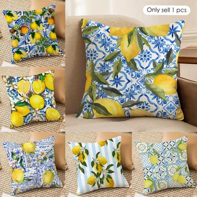 Lemon Art Design Fashion Cushion Cover Silky Short Plush Invisible Zipper Dustproof Sofa Pillow Case for Home Decor