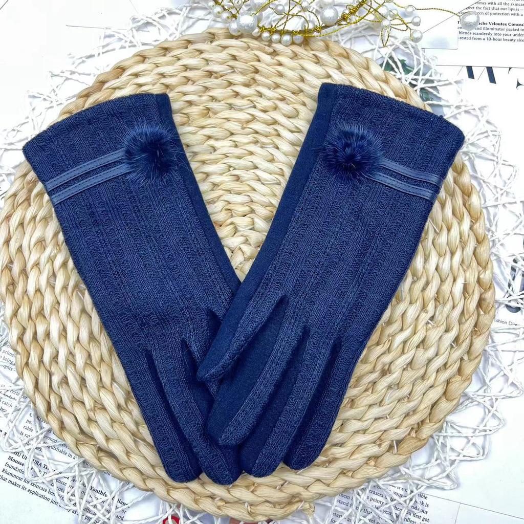 Touch Screen Gloves Women'S Fashion Fleece Thickened Warm Outdoor Student Windproof Knitted Riding Driving Gloves