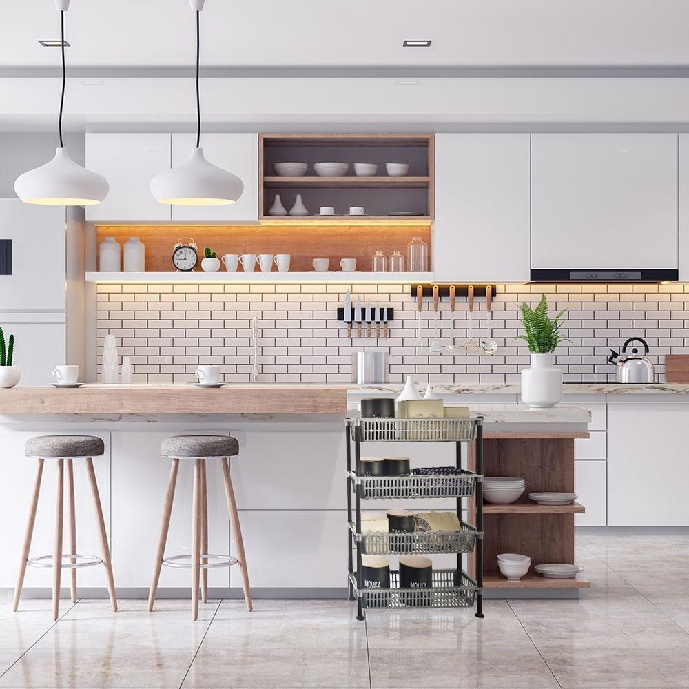 Narrow 4-tier Bathroom Shelf GREY 50x19.5x83 Cm