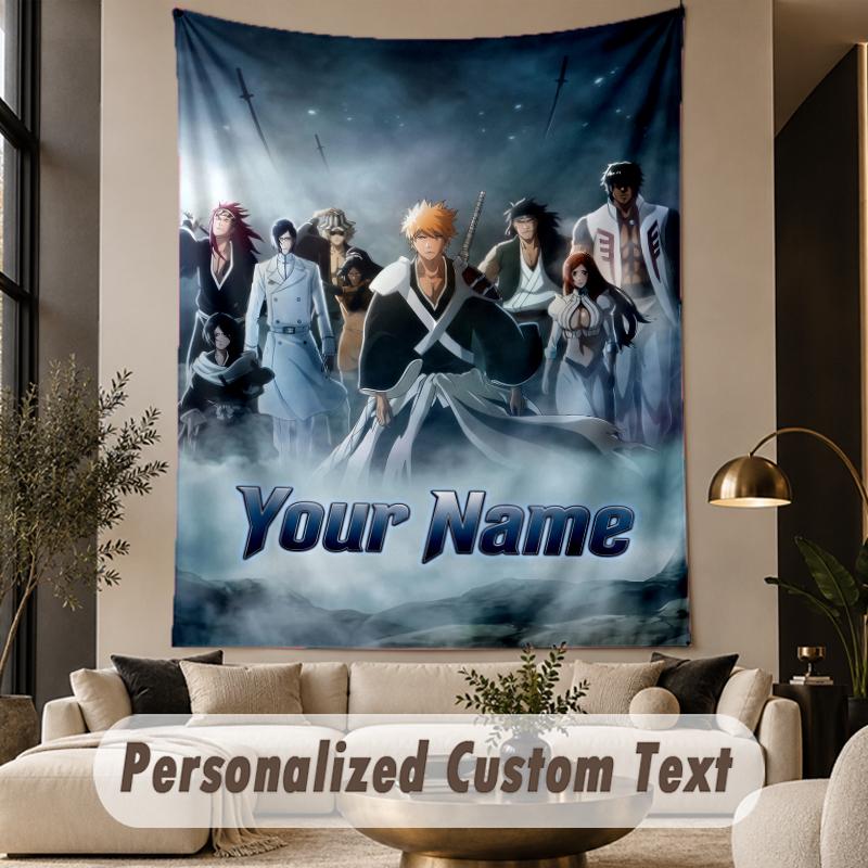 Custom Text Printed Tapestry Bleach anime Pattern Large Wall Hanging Indoor Room Decor