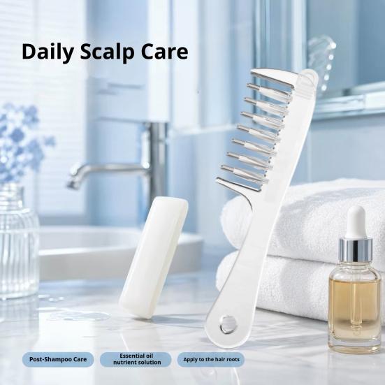 Hair Root Treatment Applicator Scalp Essential Oil Comb, Round Massage Ball Teeth Design, 10ml Capacity, Comb for Growth Clear Leakproof Portable