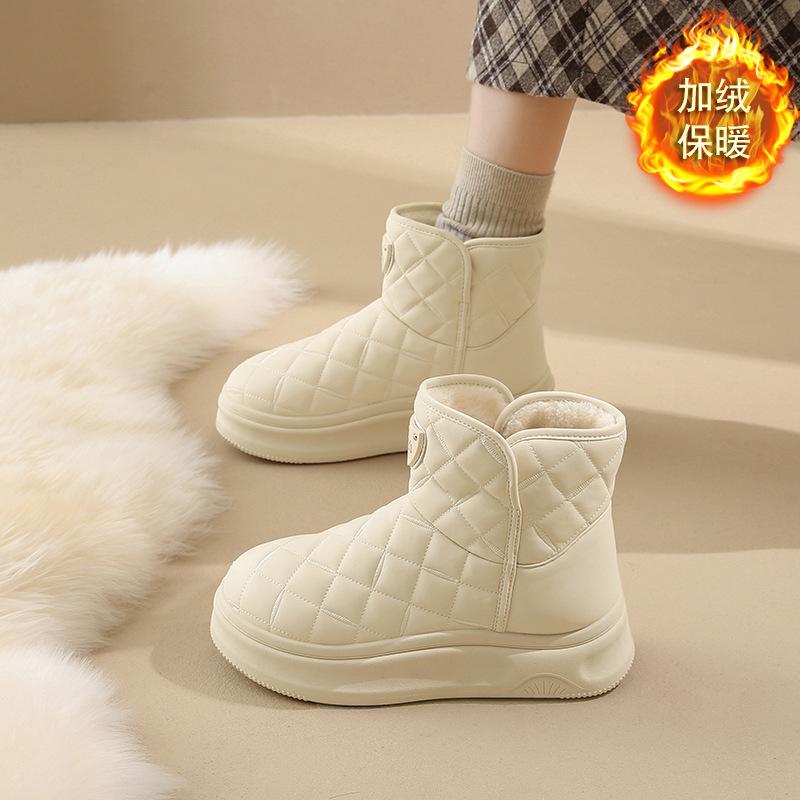 Snow boots for women  2026 winter new style with added fleece and thick high top cotton shoes for women