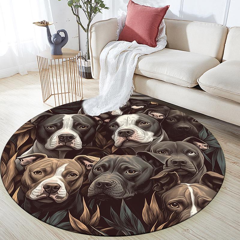 

Pit Bull and leaves pattern round rug,Carpet Rug for Living Room Bedroom Playroom ,Non-slip Floor Mat,Holiday Gifts and Birthday Gifts. 80cmx80cm