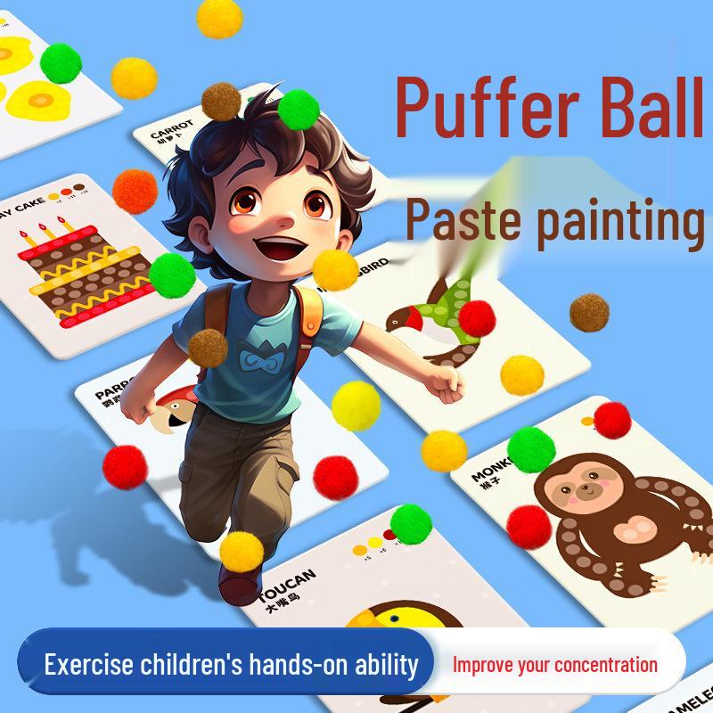 

Pom-Pom Collage Kit for Girls, Ages 3-6 - DIY Creative Handmade Toy