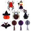 Honeycomb Halloween Hanging Decorations Ghost Spider Pumpkin Witch Bat Paper Honeycomb Centerpieces for Indoor Window Haunted House Decor