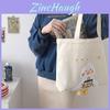 Soft Plush Duck Print Canvas Shoulder Bag With Zipper Closure For Leisure
