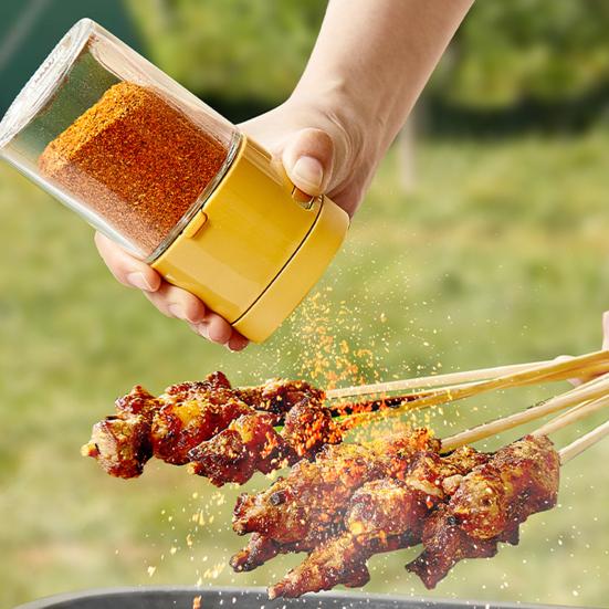 Glass Salt Dispenser with Portion Control Press-Type Shaker for Precise Salt Spice Dispensing 180ml Easy-Fill Wide Mouth Condiment Bottle