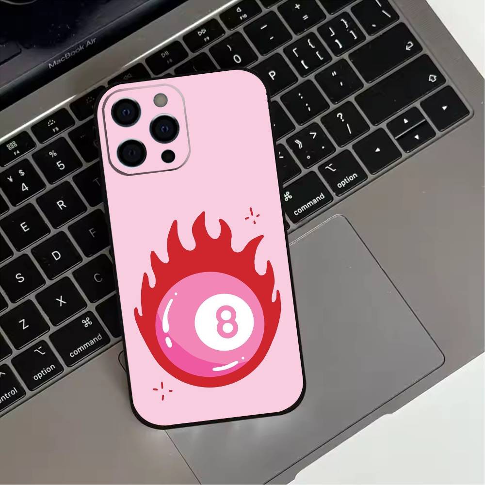 8 Ball Aesthetic Pink  Phone Case For iPhone 17,16,15,14,13,12,11 Plus,Pro Max,XS,Soft Silicone Black Cover