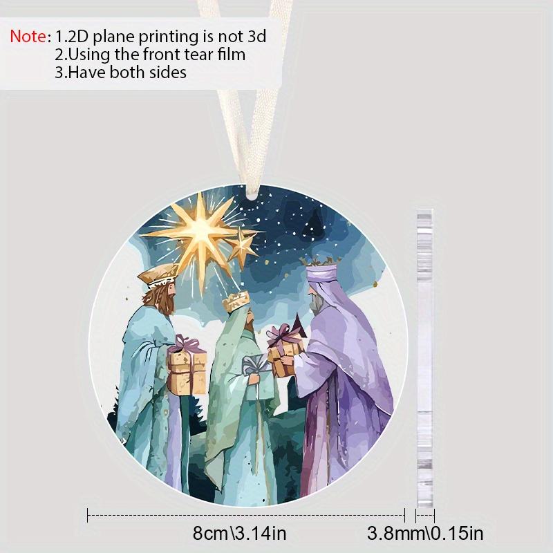 1pc Epiphany, Three Dynasties Saint  Acrylic Round-shaped Pendant, Party Holiday Decor, Home Decor, Window Pendant Decor, Decor Sign(No Electricity)