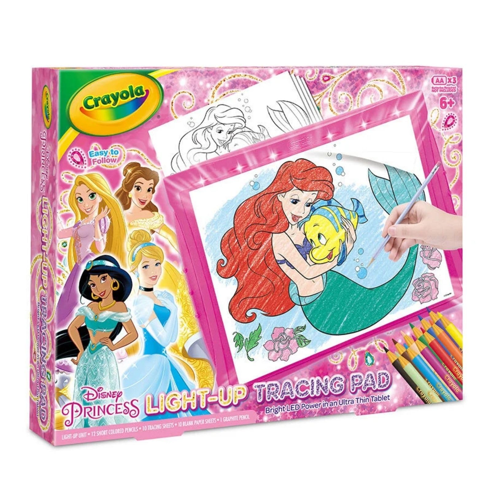 

Crayola Трафарет Рисование Раскрашивание Принцессы Диснея Возраст 6+ Аутентичная Светящаяся Планшетка, и Книга, Принцесса, и Вверх, 042597,