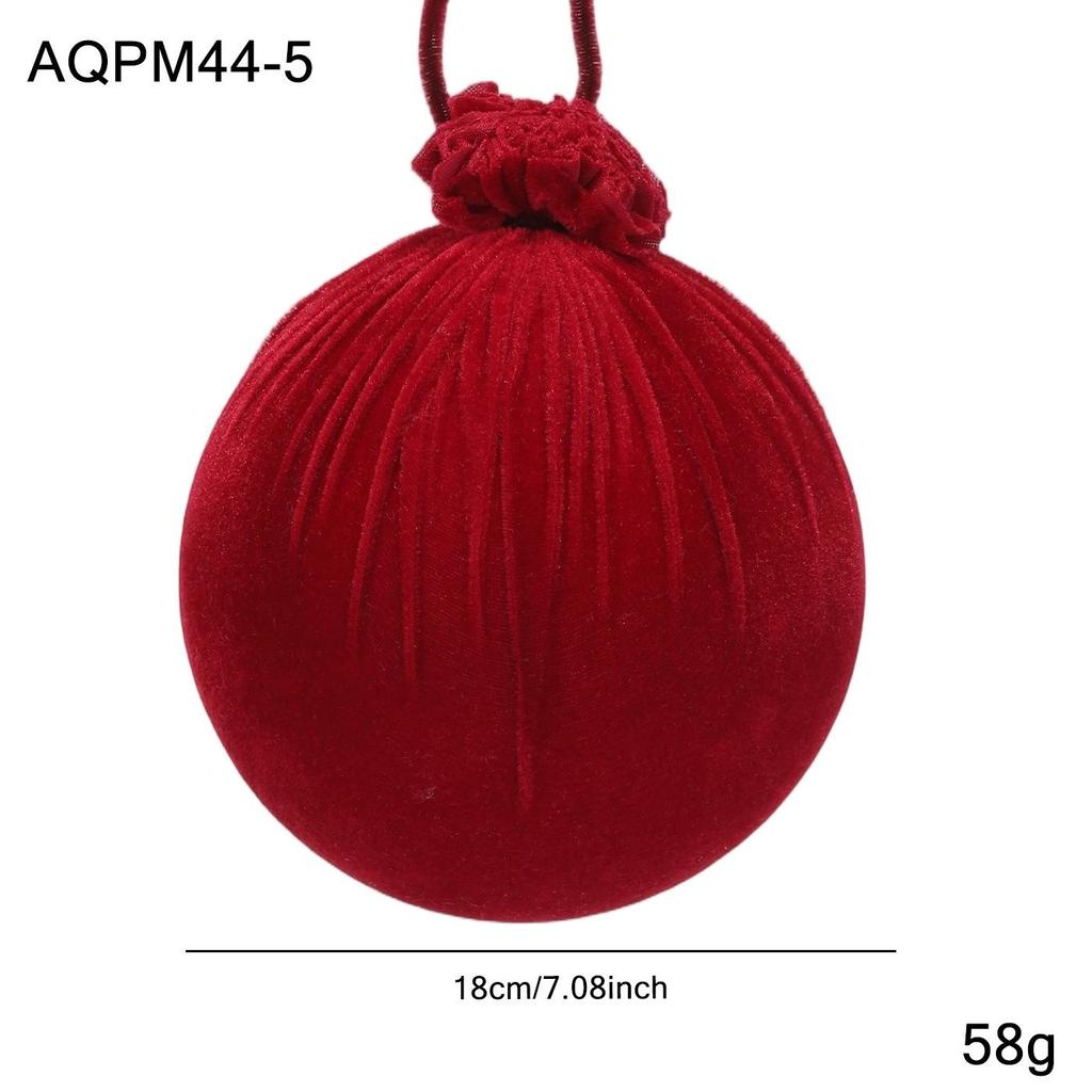 Red Flocked Fabric Christmas Tree Ornament Ball