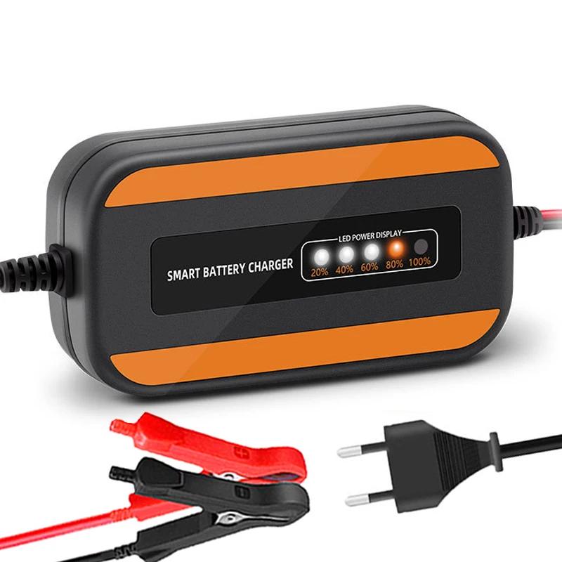 Car Battery Charger 12V 3A Automatic Smart Charger Battery Maintainer Wet Dry Lead Acid Motorcycle Charger LCD Display