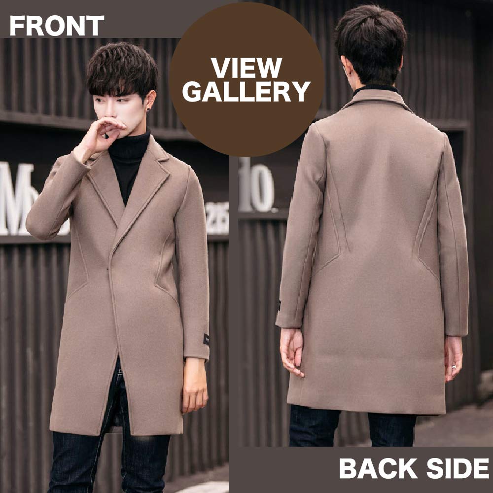 Men's Chesterfield Coat, Long Coat, Business Jacket, Melton Fabric, Beautiful Silhouette, MA05 (Size 15. Light Brown, Size 2XL)