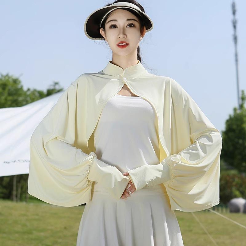 Women's Summer Sunshade Ice Silk Shawl Cape with Breathable Loose Sleeves