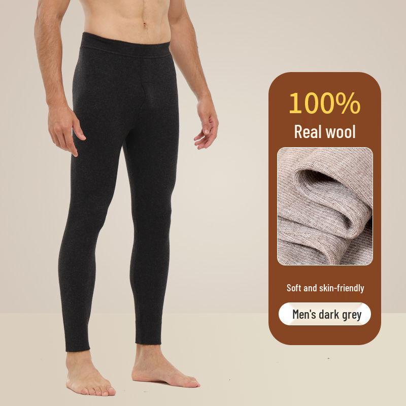 Unisex Thick Fleece-Lined Wool Pants: Warm, Slimming Base Layer with Cashmere for Winter