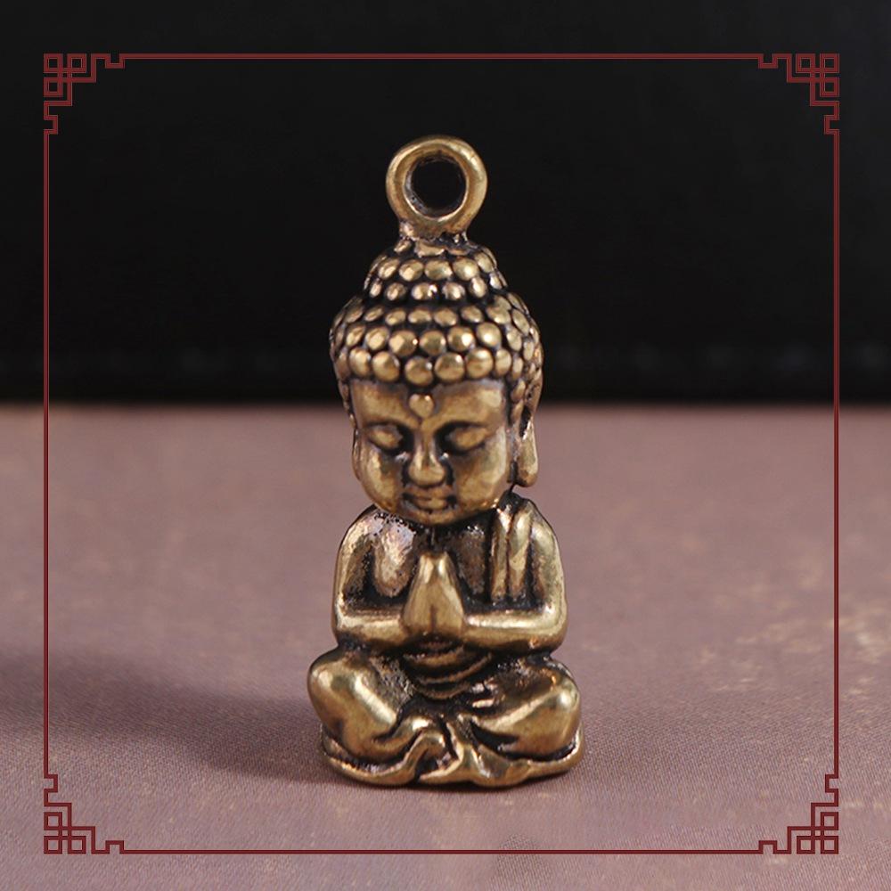 Miniature Sakyamuni Buddha Pendant Brass Crafts Mini Buddha Figurine  Keychain