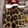 Savanna Leopard Print Flannel Blanket Warm Soft Halloween Christmas Couch Warm Cozy Decorative Decor Gift for All Season