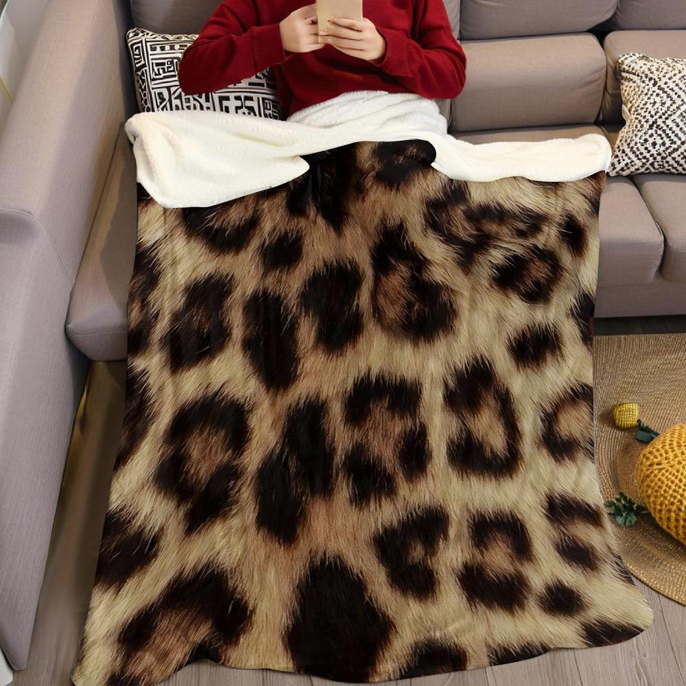 Savanna Leopard Print Flannel Blanket Warm Soft Halloween Christmas Couch Warm Cozy Decorative Decor Gift for All Season