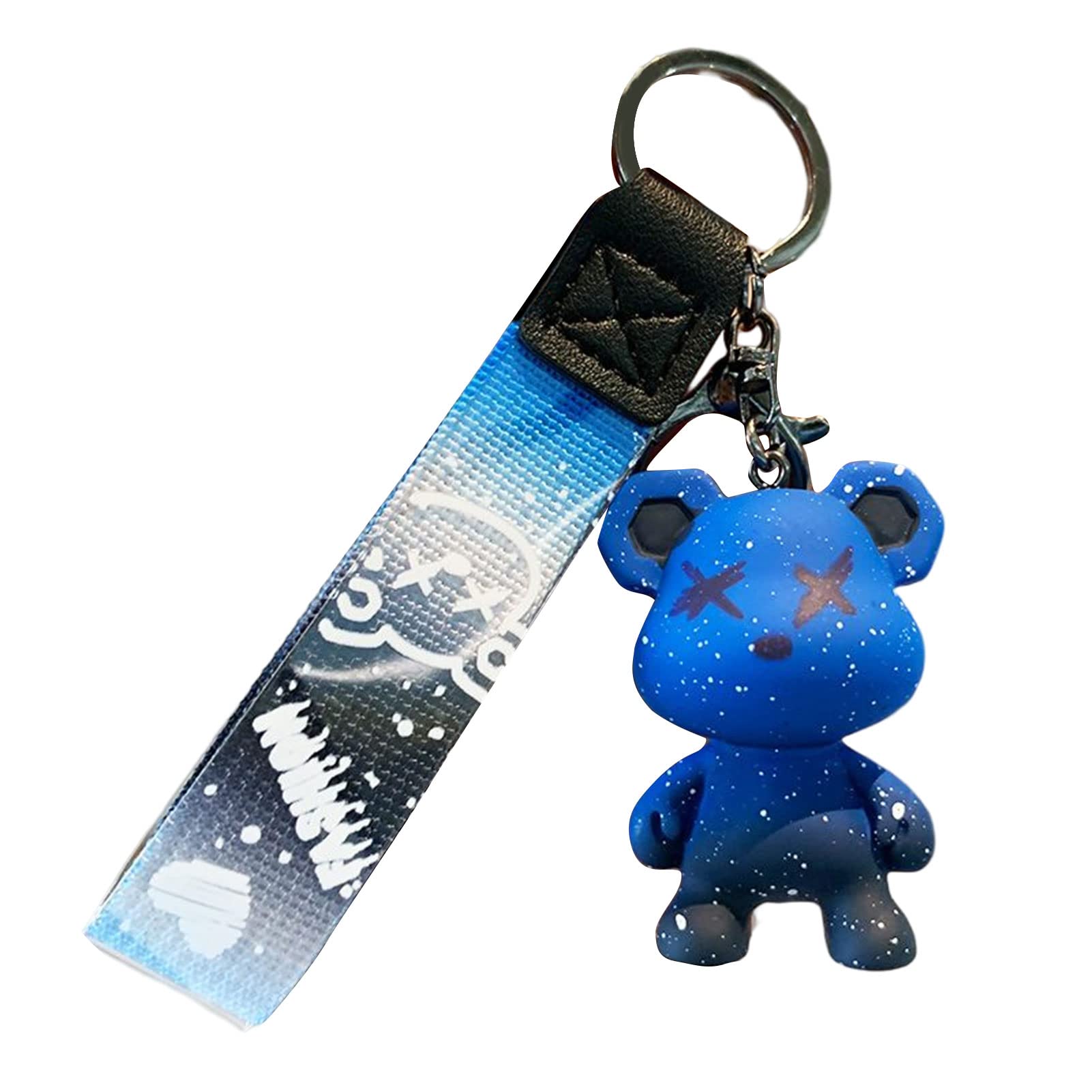 

[Moerstar] Bear Keychain Keychain Cute Resin Animal Pendant Cute Color Bear Key Braided Idea Rope Animal Pendant Metal Keychain, blue 5.7cm x 4cm синий