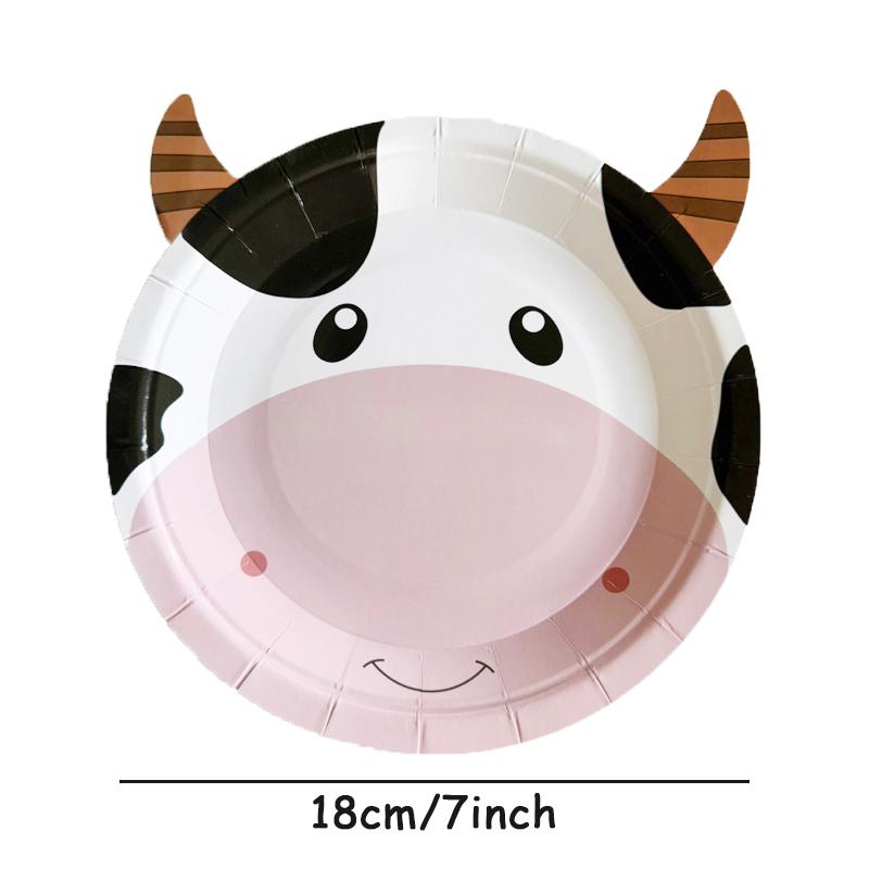 10pcs Farm Animals Party Paper Plates Cow Sheep Duck Chick  Disposable Plate Kids Children Birthday Tableware Parties Supply