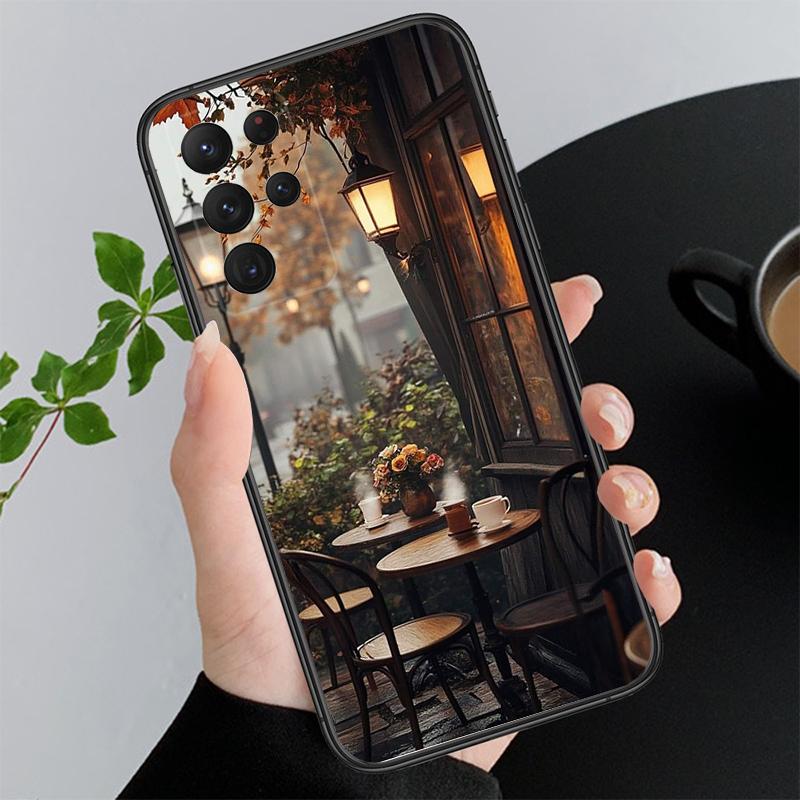 Phone Case For Samsung A55 A16 A56 A36 A35 A15 A53 A54 A33 A34 A25 A05S A52 A52S A14 A26 A71 Coffee Cafe night Aesthetic
