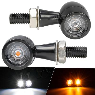 12V Universal Motorcycle Motorbike 8mm Led Turn Signals Running DRL Indicator Front Tail Lamp Amber White Light for Yamaha Honda