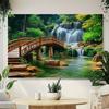 Natural scenery mountains rocks waterfall green plants banner background suitable forgarden decorationactivitiesor taking photos