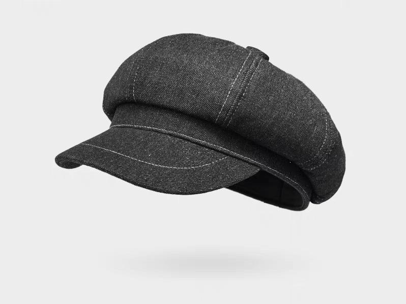 Octagonal hat for women with large head circumference and small face beret outdoor fashioneasiest for matchjapanese styleretro peaked cap