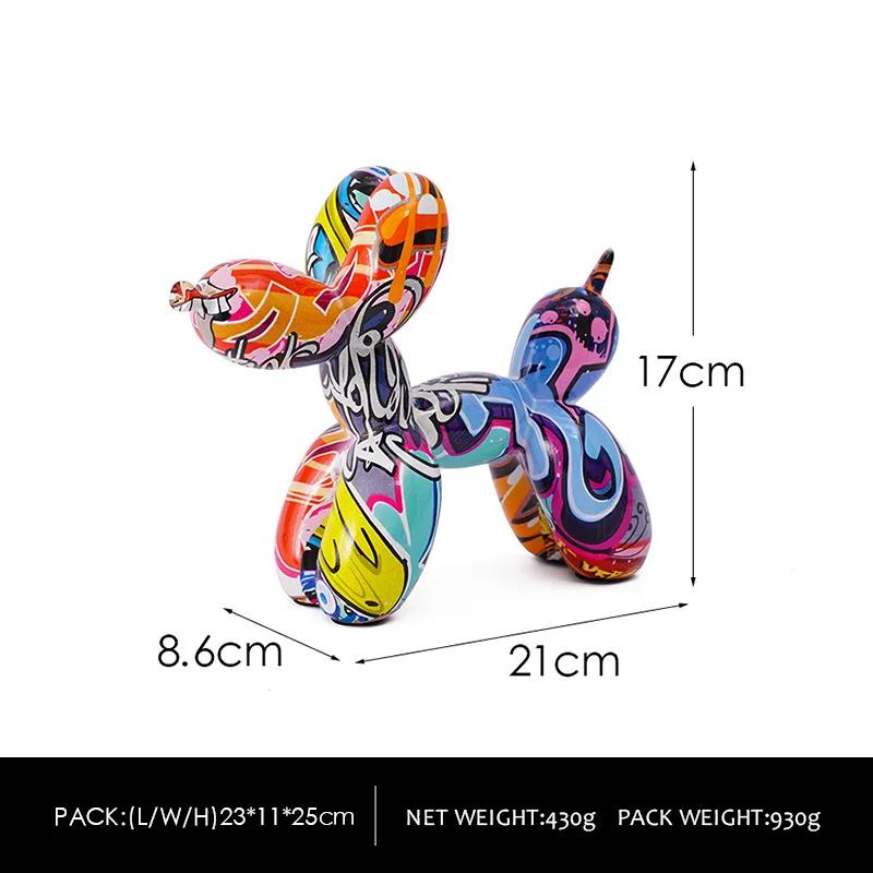 Resin Graffiti Balloon Dog Figurines Art Animals Statue Crafts Decor Item for Interior Home Desktop Decoration Painting Colorful