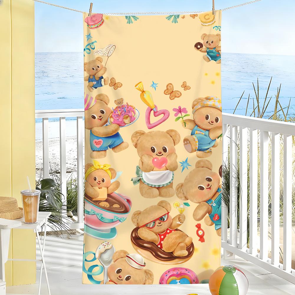 Cartoon B-Butter Bear Cute Towel Soft Pool Gift For Travel Gym Shower Camping Quick Dry Sports Large Beach Towels