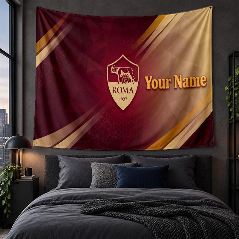 Arazzo Personalizzato da Appendere alla Parete Tessuto Artistico Sfondo con Motivo AS Roma FC
