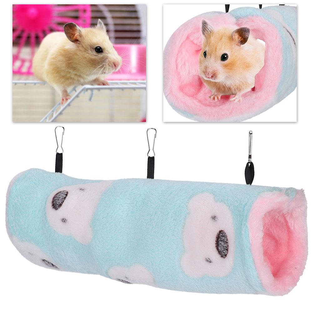Tunnel per Animali Piccoli Nido in Cotone Peluche Morbido Canale Appeso per Criceti Casa(Orsetto Verde)S