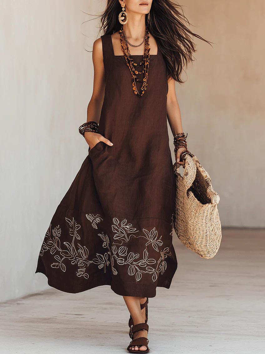 2026 summer European and American new women s clothing retro bohemian vacation style suspender printing long dress XS