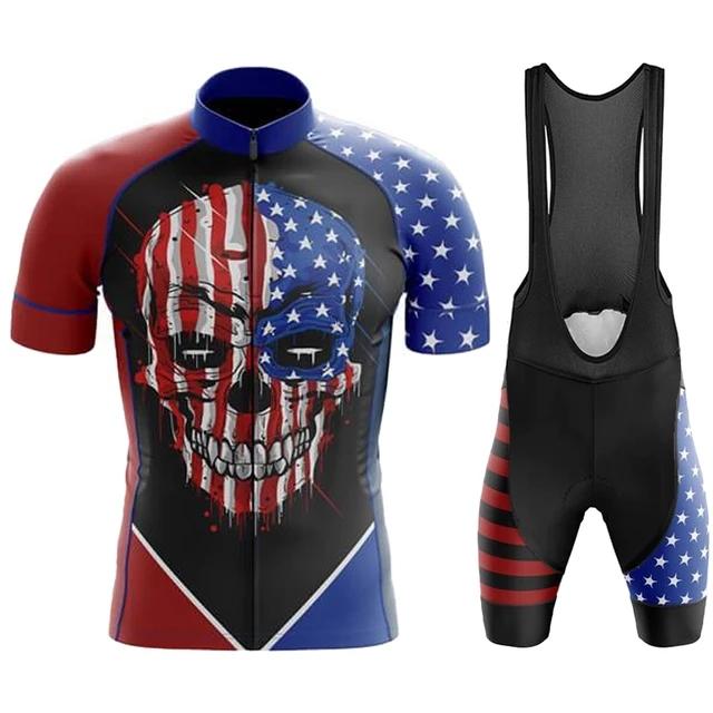 2026 Team Men Summer Skeleton Short Sleeve Cycling Jersey Set MTB Maillot Ropa Ciclismo Bicycle Wear Breathable Cycling Clothing