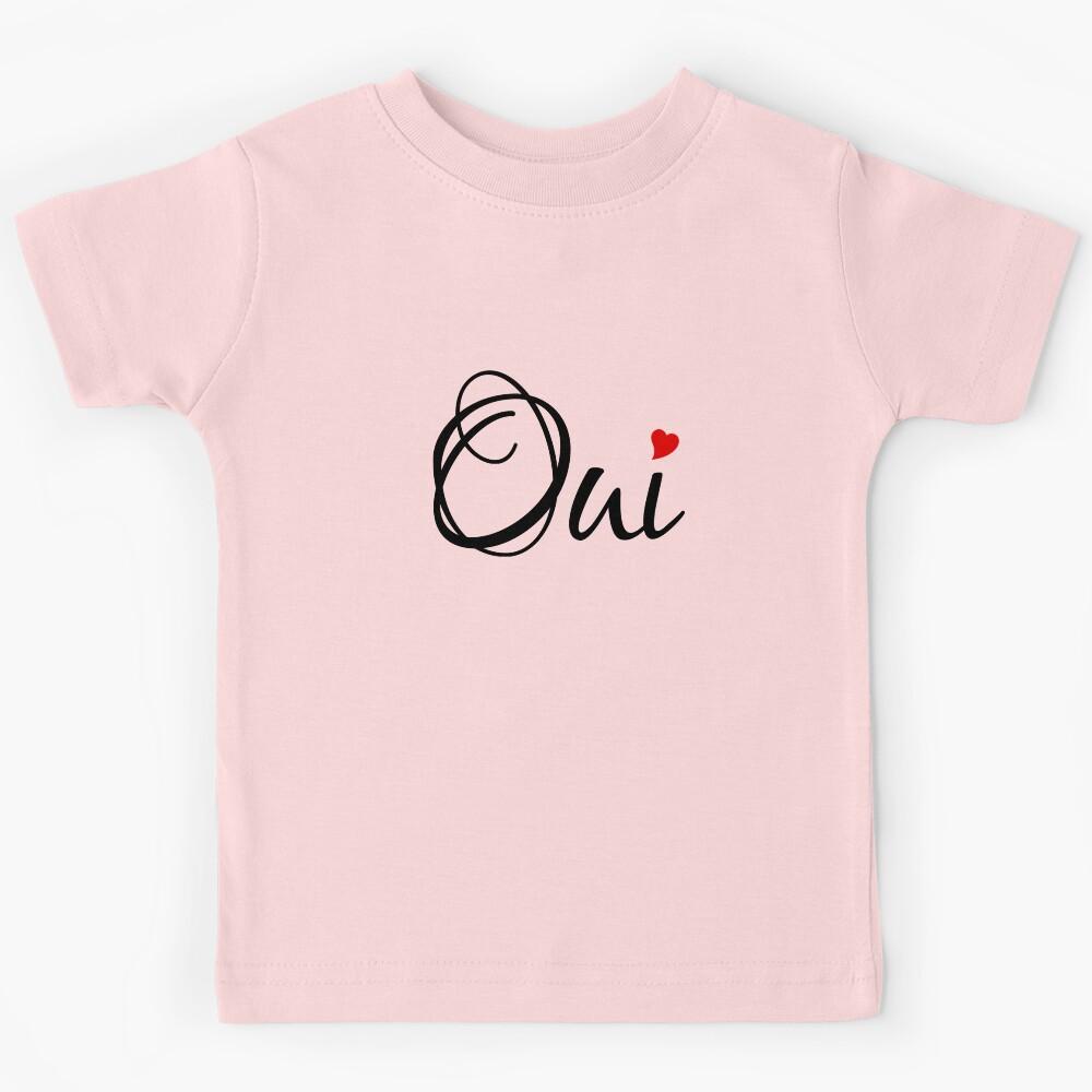 Oui, yes, French word art with red heart Kids T-Shirt 170