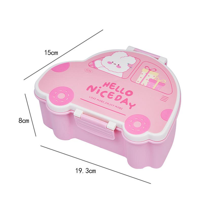 Cartoon Car Bento Lunch Box Rectangular Leakproof Plastic School Kids Portable Microwave Food Container School Child Lunch Box