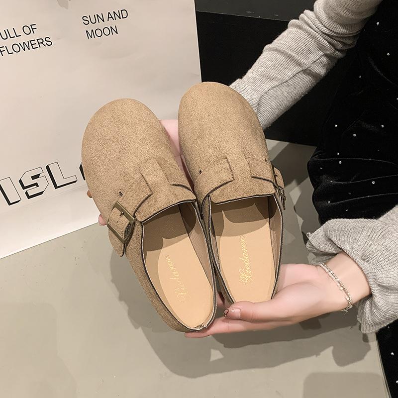 

Туфли на мягкой подошве, полушлепанцы, летняя мода, верхняя одежда, ленивые, удобные, нескользящие, плоская подошва, на одном педале 35 хаки