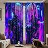 2pc Cyberpunk Anime Curtains – Neon Futuristic Design   Rod Pocket for Living Room   Bedroom & Office (Rod Not Included)
